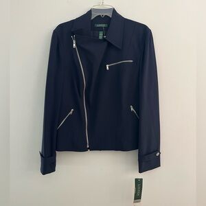 Vintage NWT Lauren Ralph Lauren Full Side Zip Women's Moto Jacket